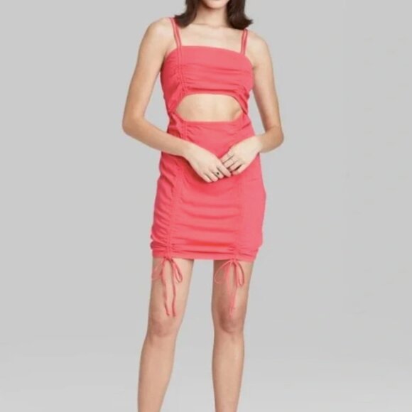Wild Fable Pink Sleeveless Cut Out Rouched Front Bodycon Dress | Size M | NWT - Picture 6 of 6